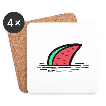 Wassermelonen Haifisch Flosse - Untersetzer (4er-Set) - Weiß - Vorne
