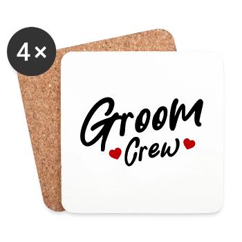 Groom Crew Herz - Untersetzer (4er-Set) - Weiß - Vorne