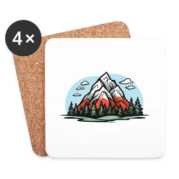 Montagnes, Nature, Paysage - Dessous de verre (lot de 4) - blanc - Devant