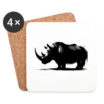 Rhino Silhouette - Coasters (set of 4) - white - Front