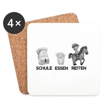 Schule Essen Reiten Motiv - Untersetzer (4er-Set) - Weiß - Vorne
