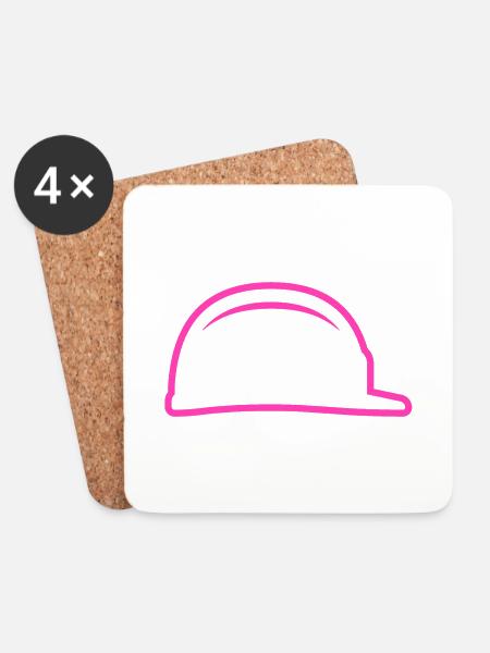 Bauhelm - Untersetzer (4er-Set) - Weiß