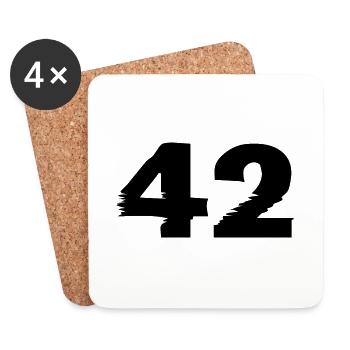 42 Zahl - Untersetzer (4er-Set) - Weiß - Vorne