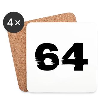 64 Zahl - Untersetzer (4er-Set) - Weiß - Vorne