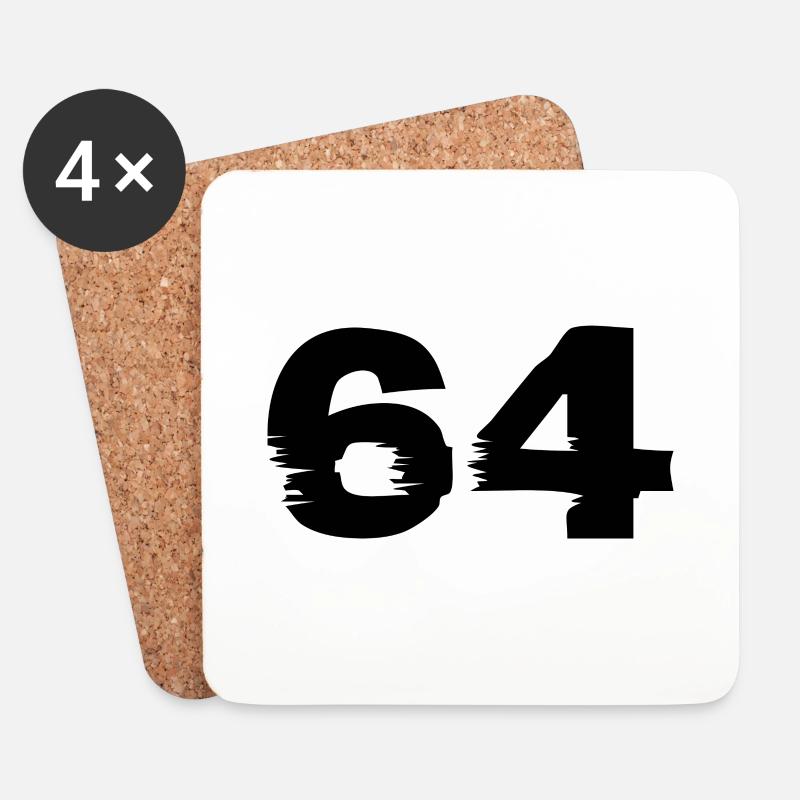 64 Zahl - Untersetzer (4er-Set) - Weiß