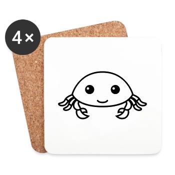 Crabe Bande Dessinée Animal - Dessous de verre (lot de 4) - blanc - Devant