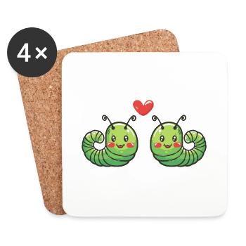 Worm Couple In Love Animal Valentine's Day - Coasters (set of 4) - white - Front