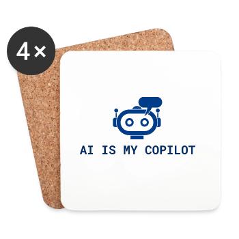 L’IA est mon copilote - Tech AI Design in Blue - Dessous de verre (lot de 4) - blanc - Devant