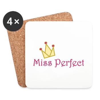 Miss Perfect; Krone; crown; Gold; golden; lila - Untersetzer (4er-Set) - Weiß - Vorne