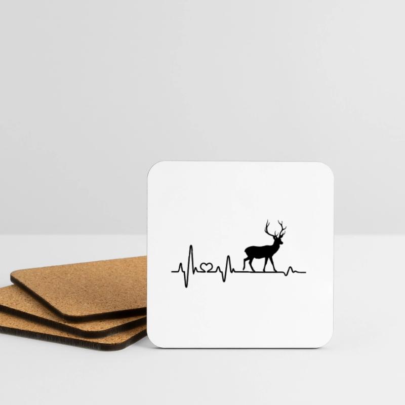 Herzschlag Hirsch Geweih Untersetzer (4er-Set)
