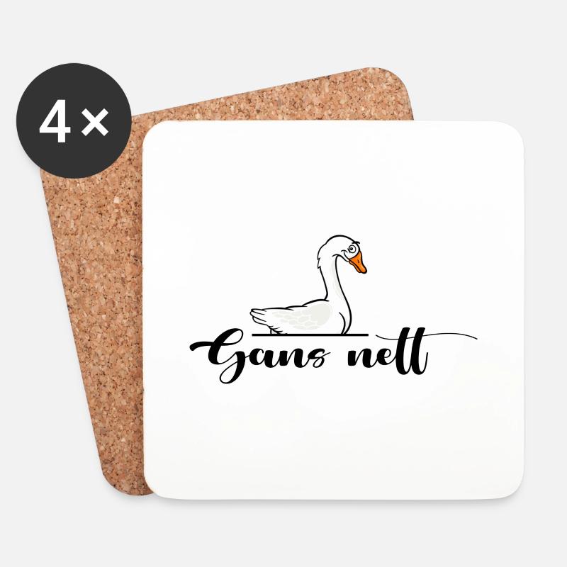 gänse gänsebraten gänsefreund gans nett gänsefeder - Untersetzer (4er-Set) - Weiß