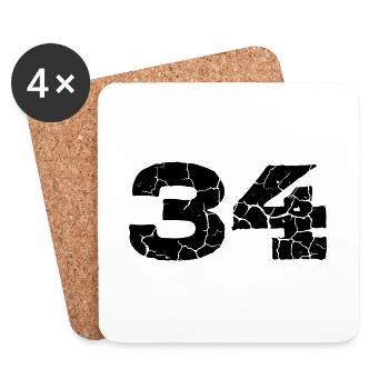 34 number jersey - Coasters (set of 4) - white - Front