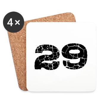 29 Zahl Trikot - Untersetzer (4er-Set) - Weiß - Vorne