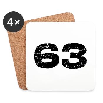 63 Zahl Trikot - Untersetzer (4er-Set) - Weiß - Vorne