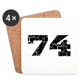 74 Zahl Trikot - Untersetzer (4er-Set) - Weiß - Vorne