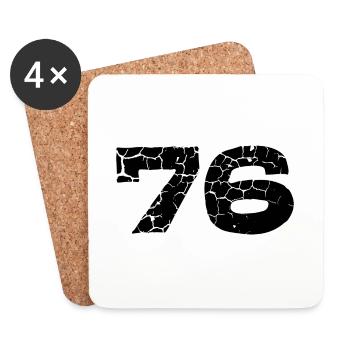 76 Zahl Trikot - Untersetzer (4er-Set) - Weiß - Vorne