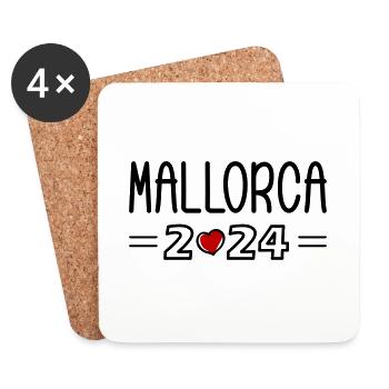 Majorque 2024 Coeur - Dessous de verre (lot de 4) - blanc - Devant