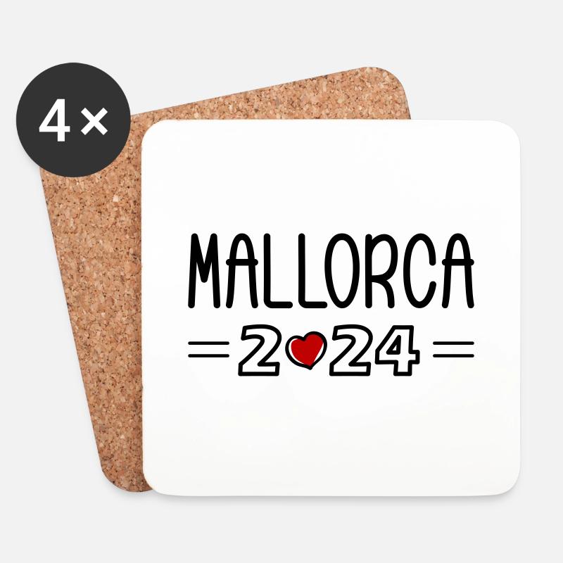 Mallorca 2024 Herz - Untersetzer (4er-Set) - Weiß