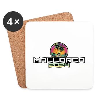 Mallorca 2024 Urlaub Palmen - Untersetzer (4er-Set) - Weiß - Vorne