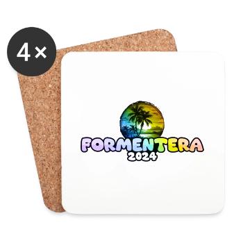 Formentera 2024 Palm Trees Multicoloured - Coasters (set of 4) - white - Front