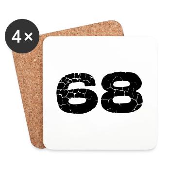 68 Zahl Trikot - Untersetzer (4er-Set) - Weiß - Vorne