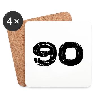 90 Zahl Trikot - Untersetzer (4er-Set) - Weiß - Vorne