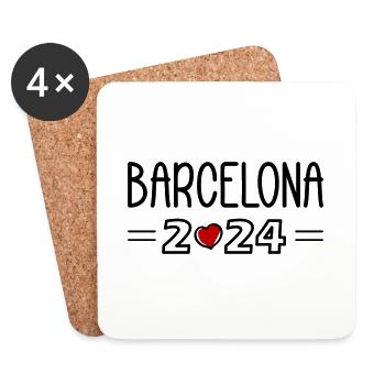 Barcelona 2024 Heart - Coasters (set of 4) - white - Front