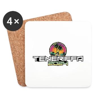 Teneriffa 2024 Urlaub Palmen - Untersetzer (4er-Set) - Weiß - Vorne