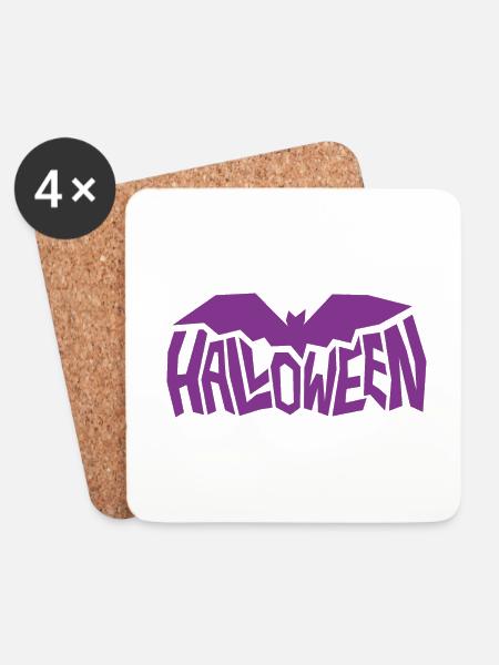 Halloween-Peitsche - Untersetzer (4er-Set) - Weiß