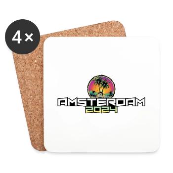 Palmiers de vacances Amsterdam 2024 - Dessous de verre (lot de 4) - blanc - Devant