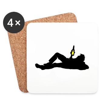 Drinking Beer Silhouette - Coasters (set of 4) - white - Front