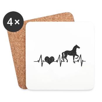 Horses Love Heartbeat Gift Riding - Coasters (set of 4) - white - Front