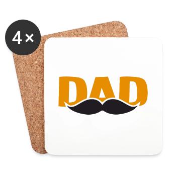 Dad Schnauzbart - Untersetzer (4er-Set) - Weiß - Vorne