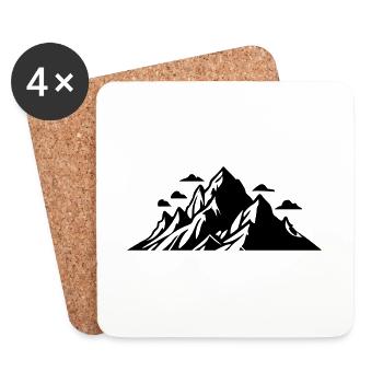 Symbole de la montagne - Dessous de verre (lot de 4) - blanc - Devant