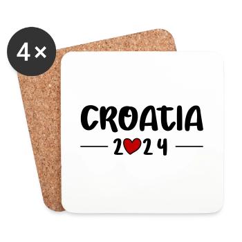 Croatie 2024 Heart Trip - Dessous de verre (lot de 4) - blanc - Devant