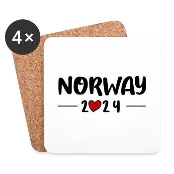 Norwegen 2024 Herz Reise - Untersetzer (4er-Set) - Weiß - Vorne
