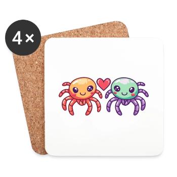 Tarantula Comic Paar Liebe - Untersetzer (4er-Set) - Weiß - Vorne