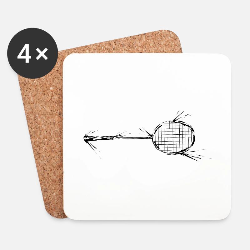 Badminton - Untersetzer (4er-Set) - Weiß