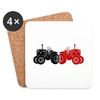 Tractor Farmer Farmer Symbol - Coasters (set of 4) - white - Front