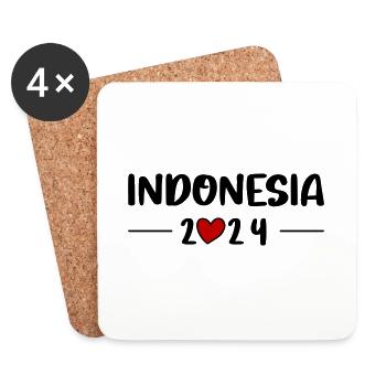 Indonesia 2024 Heart Trip - Coasters (set of 4) - white - Front