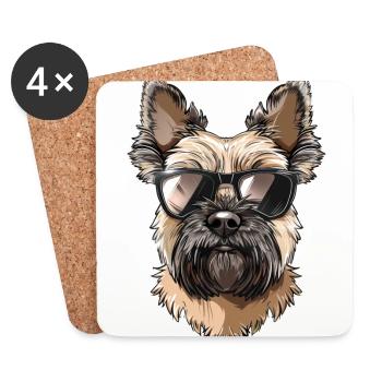 Cairn Terrier, Hund, Sonnenbrille, Sommer - Untersetzer (4er-Set) - Weiß - Vorne