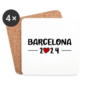 Barcelone 2024 Heart Trip - Dessous de verre (lot de 4) - blanc - Devant