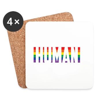 Human Gay Transgender Rainbow - Untersetzer (4er-Set) - Weiß - Vorne