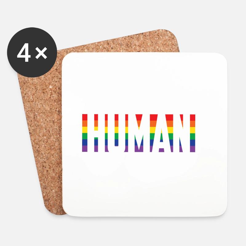 Human Gay Transgender Rainbow - Untersetzer (4er-Set) - Weiß