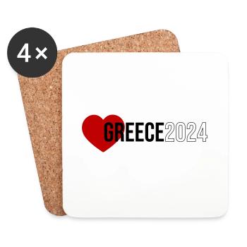 Greece 2024 Heart Holiday - Coasters (set of 4) - white - Front