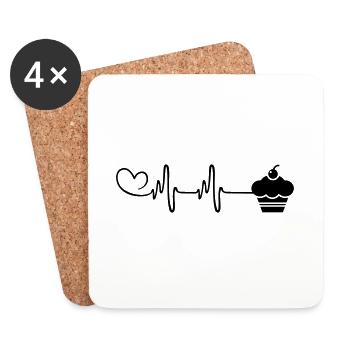Muffin Pulse Heart Love - Dessous de verre (lot de 4) - blanc - Devant