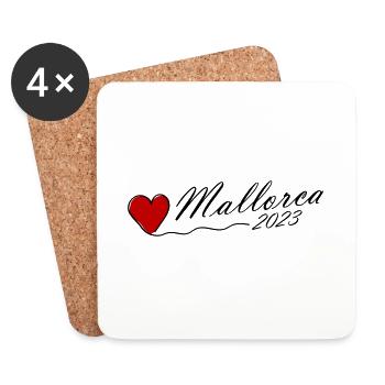 Majorque 2023 Coeur - Dessous de verre (lot de 4) - blanc - Devant