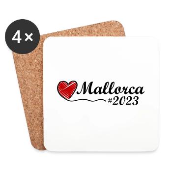 Majorque 2023 Coeur - Dessous de verre (lot de 4) - blanc - Devant
