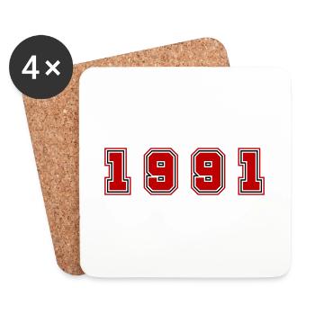 Numéro de l’année 1991 - Dessous de verre (lot de 4) - blanc - Devant