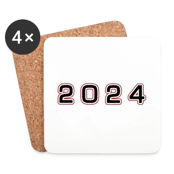 2024 Jahr Zahl - Untersetzer (4er-Set) - Weiß - Vorne